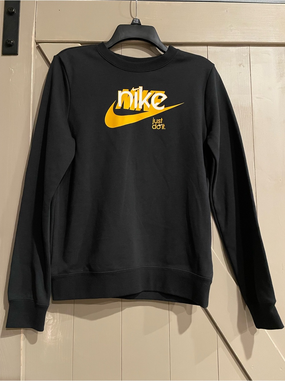Nike Black Crewneck Sweatshirt with Yellow Logo